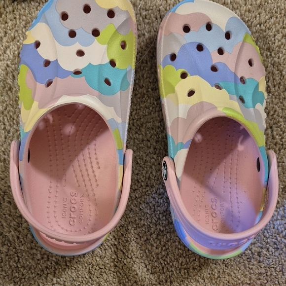 CROCS Pink and Blue Sandals Dreamy Watercolor Design - Picture 3 of 5